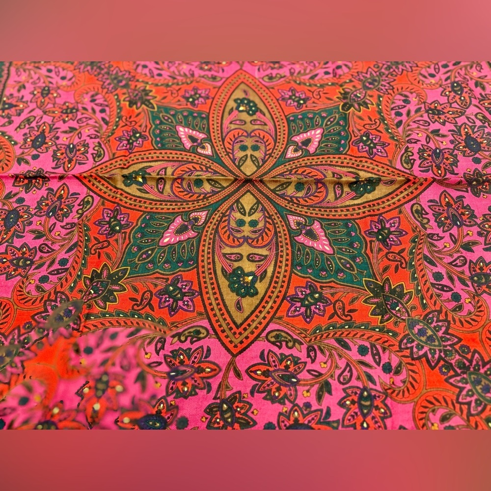 CHRISTIAN DIOR Vintage Rare Red Paisley Floral Retro 100% Wool Square Scarf - Picture 8 of 14